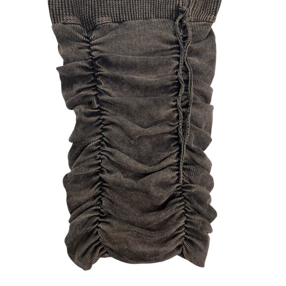 Free People FP One XS Katya Thermal Bodycon Mini Dress Brown Textured Ruched - Picture 4 of 14
